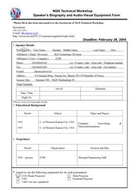 Fillable Online itu s Biography and Audio-Visual Equipment Form - itu ...
