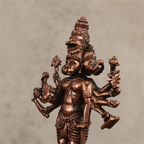 Pure Copper Standing Panchmukhi Hanuman Ji Idol - 4.5 in Height ...