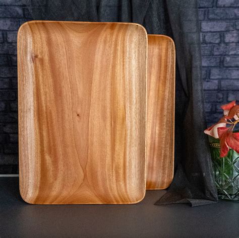 Pure Neem Wood Set of 2 Rectangle Serving Trays – fabartistry