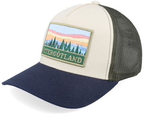 Swedish Östergötland Landscape Stone/Olive/Navy A-Frame Trucker ...