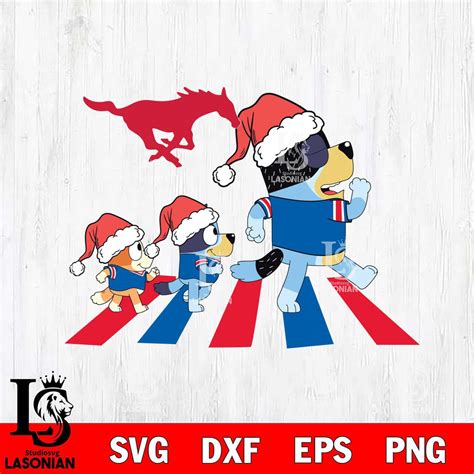 SMU Mustangs Family Bluey Walking Christmas – lasoniansvg