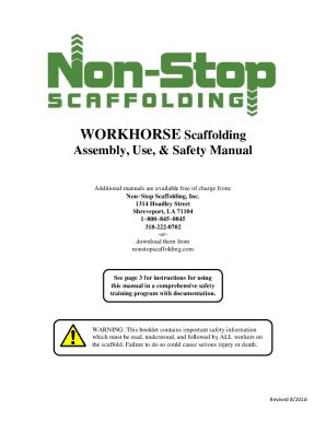 Fillable Online Workhorse Assembly and Use Manual - Non-Stop ...
