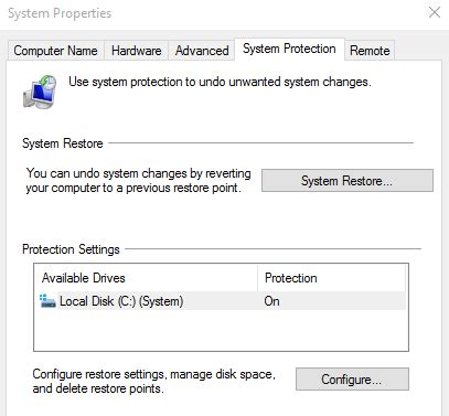 System Protection Is Available Only in Online Operating System System Recovery 的图像结果