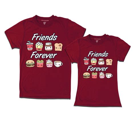 Buy Friends Forever T-shirts | fries burger coffee cake choclate bread ...
