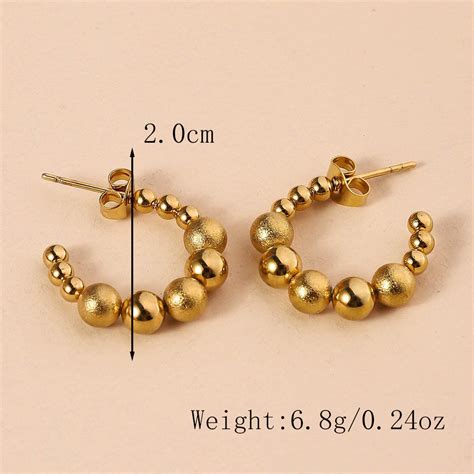 3 Pairs - Beads Hoop - Golden (Unit Price - 64) – Jewellery Wholesalers ...