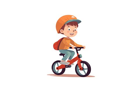 Child Learning Ride Bicycle Vector Illustration Graphic by ...