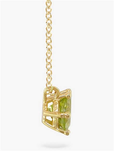 E.W Adams 9ct Gold Round Pendant Necklace, Peridot
