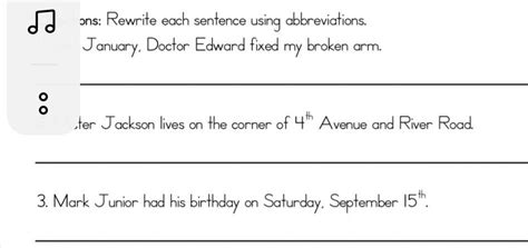 Rewrite each sentence using abbreviations : 11. Last January, Doctor ...
