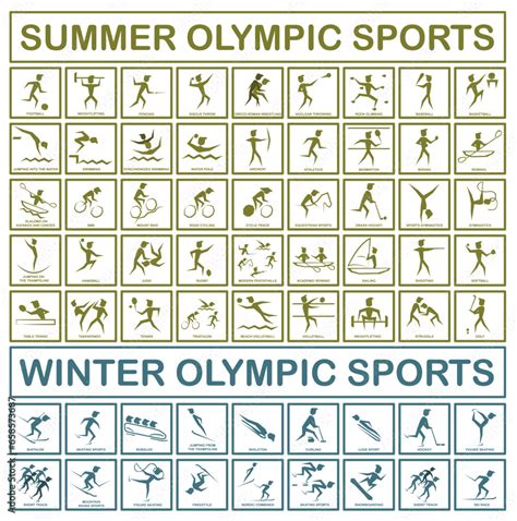 Olympic sport. Set of sports icons. Icons of all types of Olympic ...