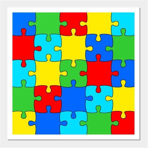 Colorful Puzzle Pieces Design Wall Art Print