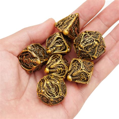 Buy Metal dice Set D&D, Hollow Polyhedron DND 7-Piece Dungeons and ...