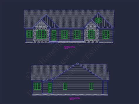 Modern Ranch House Floor Plan with CAD Blueprint Designs