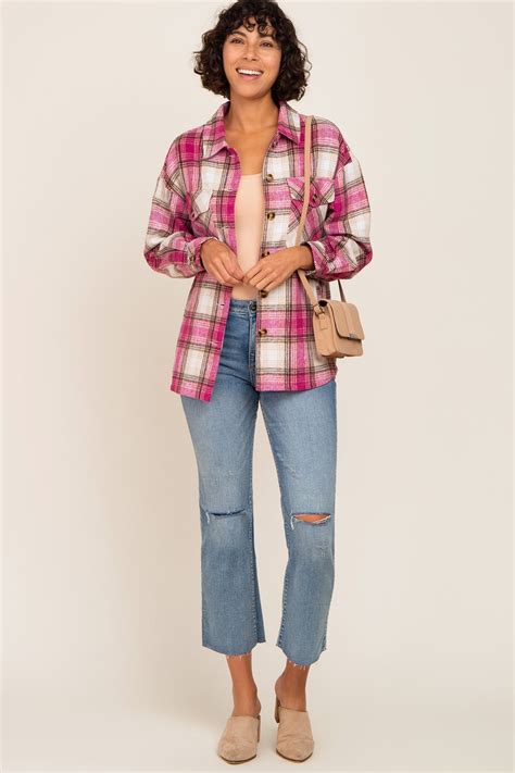 Pink Plaid Shirt Jacket – PinkBlush