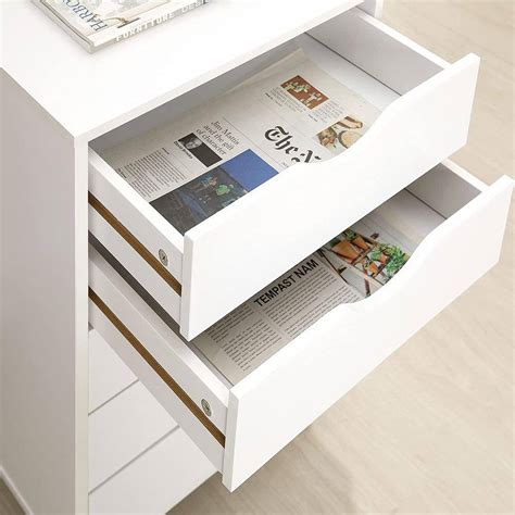 Buy 5 Drawers White Wood Storage Dresser with Wheels, Craft Storage ...