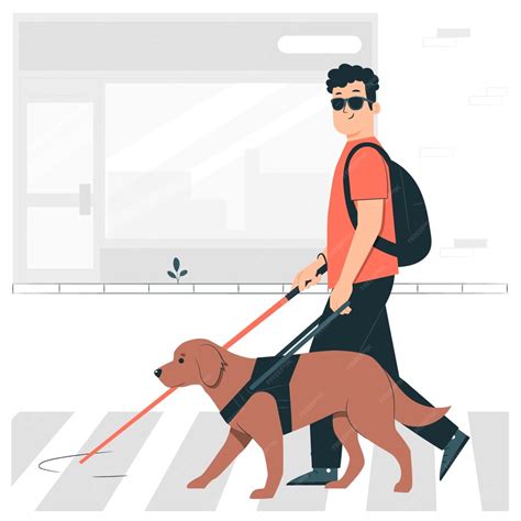 Personnes aveugles avec illustration de concept de chien | Vecteur Gratuite