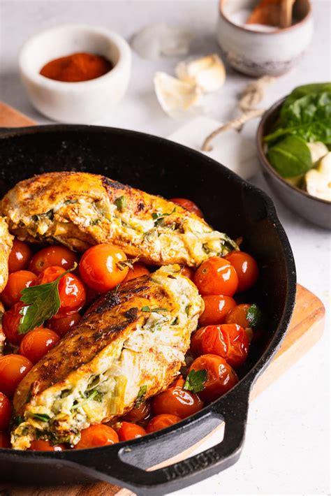 30-Minute Spinach Artichoke Stuffed Chicken with Blistered Tomatoes ...