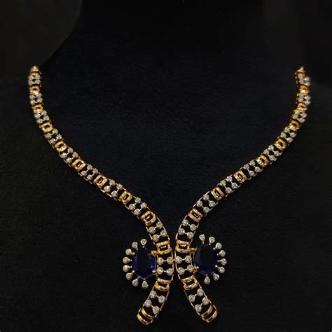 Buy Blue Stone Diamond Necklace in Kerala, India | Chungath Jewellery ...
