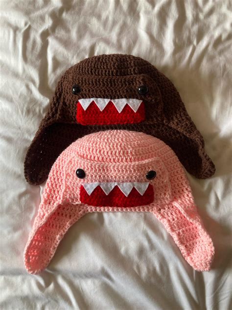 Crochet Domo Kun Hat | Handmade Crochet Trapper Hat - Cute Couples ...