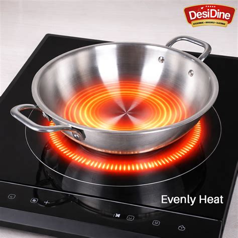 DesiDine Triply Stainless Steel Kadhai With Lid – Desi Dine