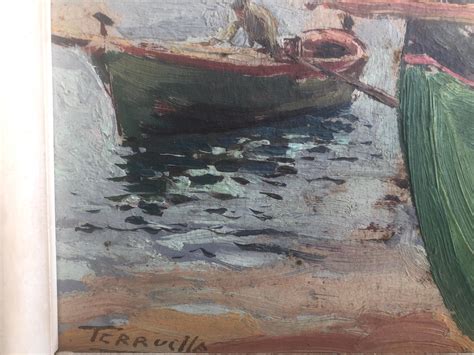 Joaquin Terruella Matilla - Boats on the beach oil on cardboard ...