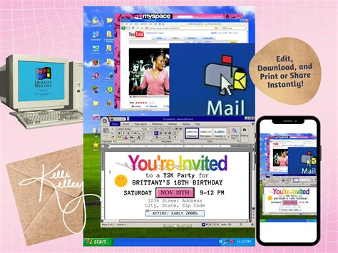 Y2K Early 2000s Party Animated Invitation, Myspace Airbrush Wallpaper ...