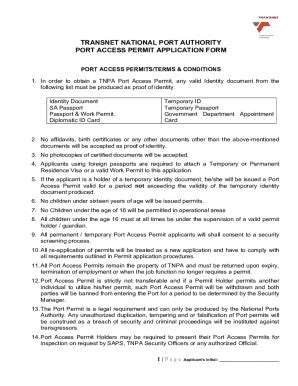 Fillable Online Port Access Permit Application - Tnpa 2023 Fax Email ...