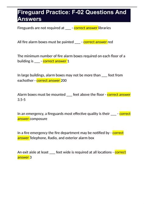 Fireguard Practice: F-02 Questions And Answers - Fireguard - Stuvia US