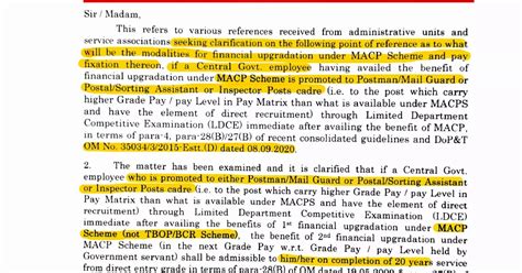 Clarification on MACP Scheme | Modified Assured Career Progression ...