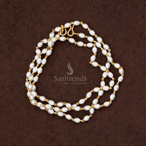 Micro Gold Plated Rice Pearl Chain - Sasitrends