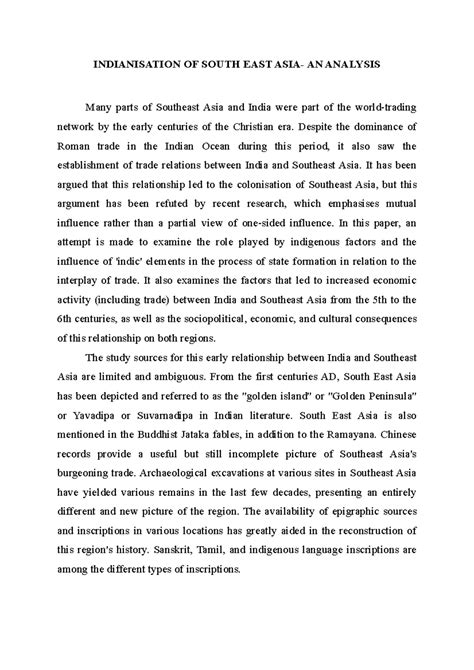 Indianisation OF South EAST ASIA- AN Analysis - INDIANISATION OF SOUTH ...