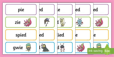 'ie' Phonics Words Flashcards | Real and Nonsense Words