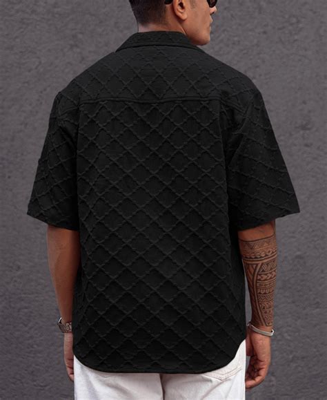 Black Structured Oversized fit Half Sleeves Shirt – Powerlook