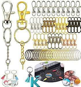 DIY Crafts 10 Sets 3x10, Chrome Silver, Keyrings & Keychains Round ...