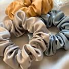 Atrube Pack of 4 Dual & Triple Tone Silk Satin Scrunchies Combo – Large ...