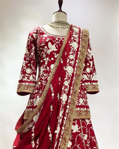 UNICOLOURE GARA & MARODI EMBROIDERED IN DEEP MAROON HUES LEHENGA ENSEM ...
