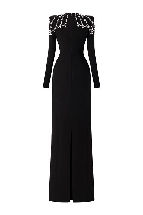 Adeline Bodycon Long Sleeved Crepe Floor Length Dress | MEAN BLVD ...