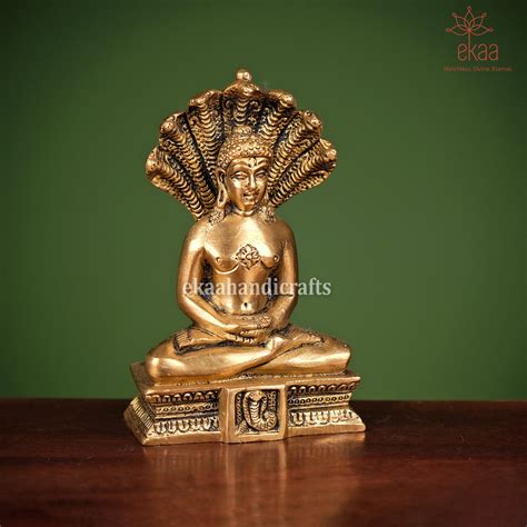 Brass Mahaveer Swami Statue Jain Guru Parasnath with Sheshnag Idol ...