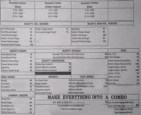 Menu at Buddy's Broaster, New Delhi, 206