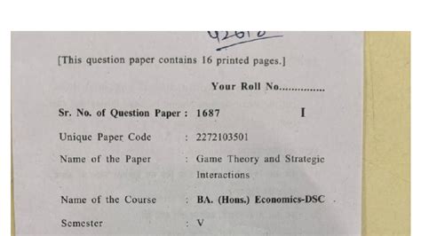 DU Dec 2024 Game Theory Exam Paper with Solutions - Studocu