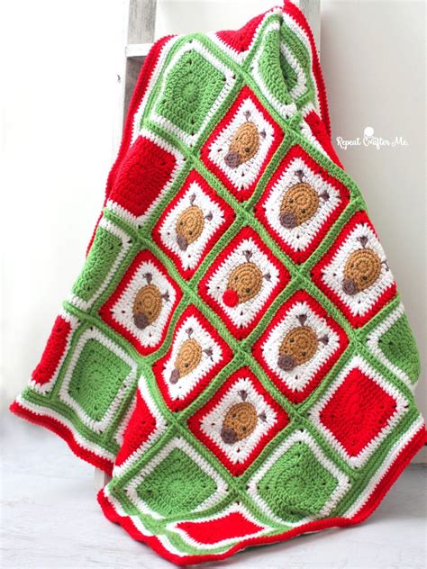 Crochet Christmas Throw Pattern Patterns Afghan Striped Holiday Blanket ...