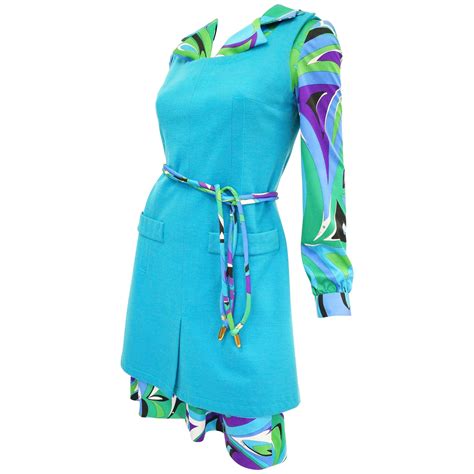 1960s Emilio Pucci Green, Blue and Purple Grape Vine Print Velvet Dress ...