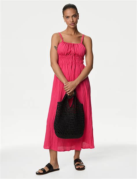 Buy Crinkle Smocked Cami Midi Slip Dress at Marks & Spencer