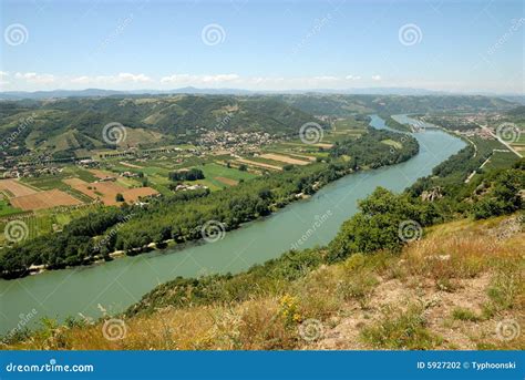 Landscape with Rhone River, France Stock Photo - Image of rhone ...