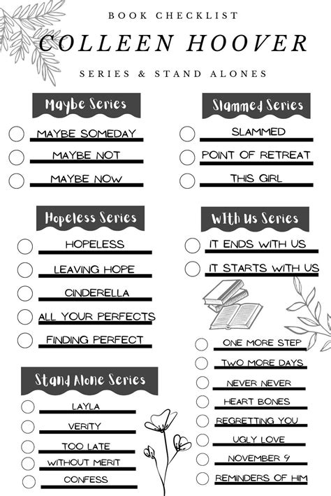 List Of Colleen Hoover Books Printable