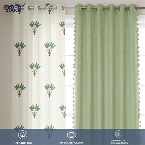 Buy Cotton Curtains Combo Set of 4 - Palm Lagoon Indigo Aura