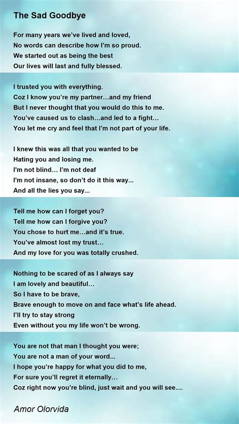 Sad Goodbye Poems