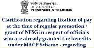 Clarification regarding fixation of pay at the time of regular ...