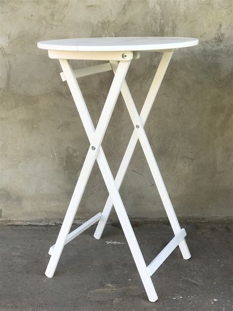 Compact Folding High Table, Collapsible Round Top Table, Natural Wood ...
