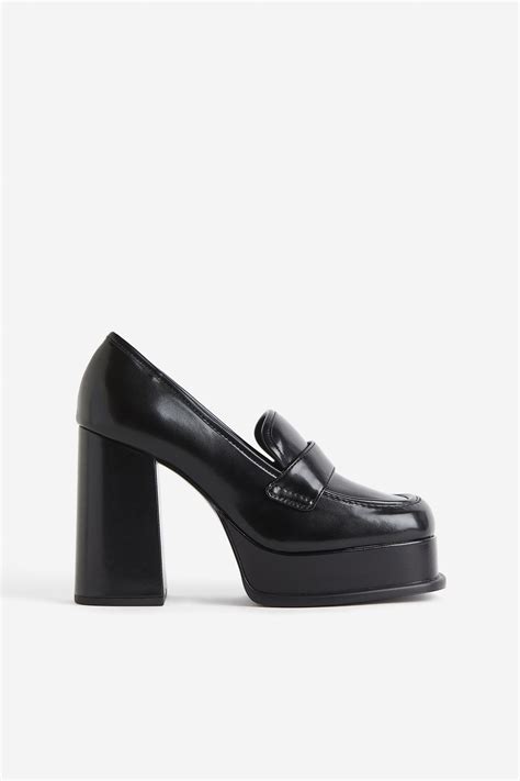 Heeled platform loafers - Black - Ladies | H&M IN