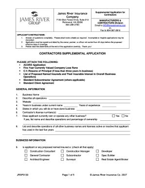 Contractors Supplemental Application - Blank Fillable Template | Fill ...